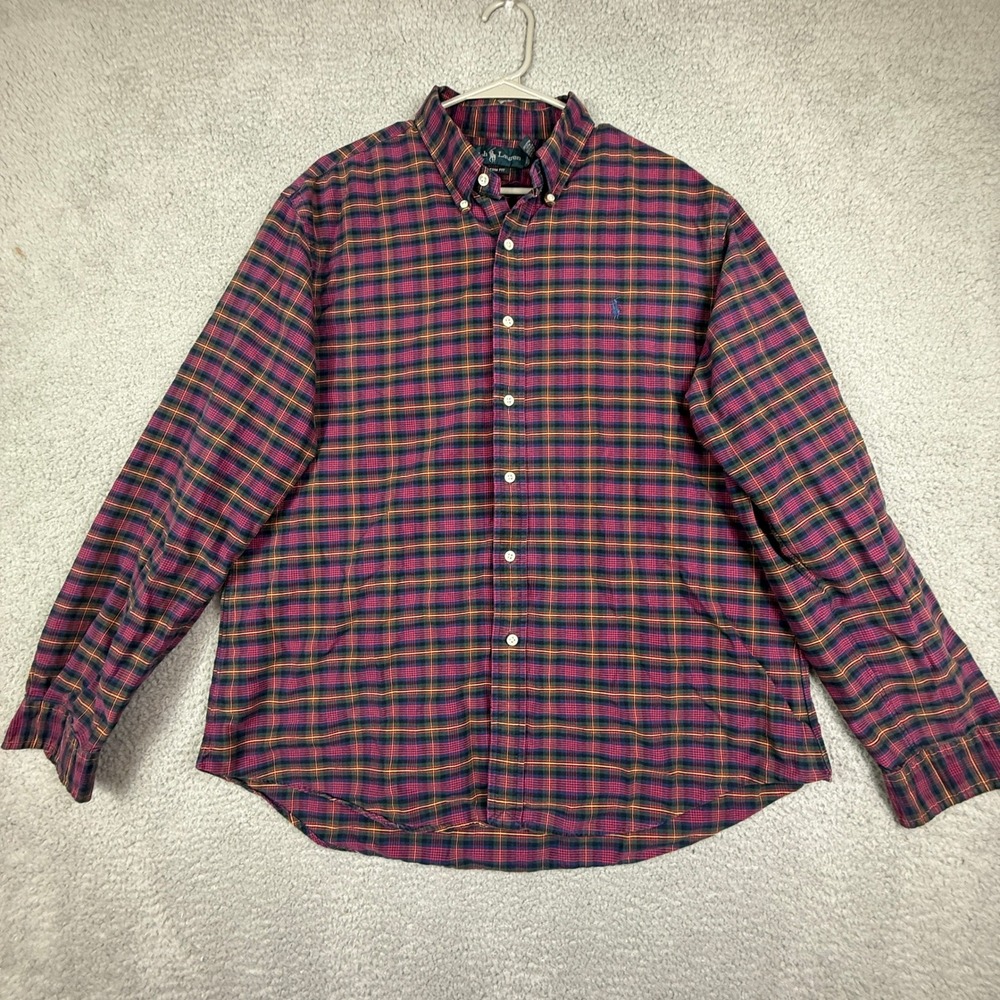 Ralph Lauren Custom Fit Plaid Button Down Shirt Men's XL/TG‎ Long Sleeve